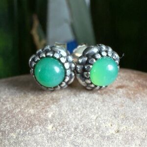 Sterling Pandora Chalcedony Earrings